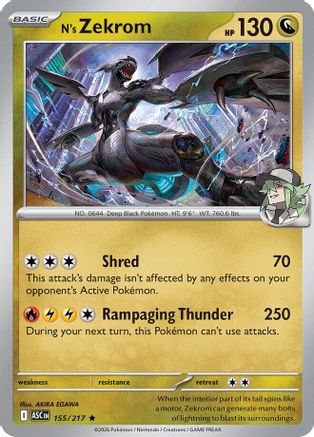 N's Zekrom 155 - ME Ascended Heroes Holofoil - Game Nerdz