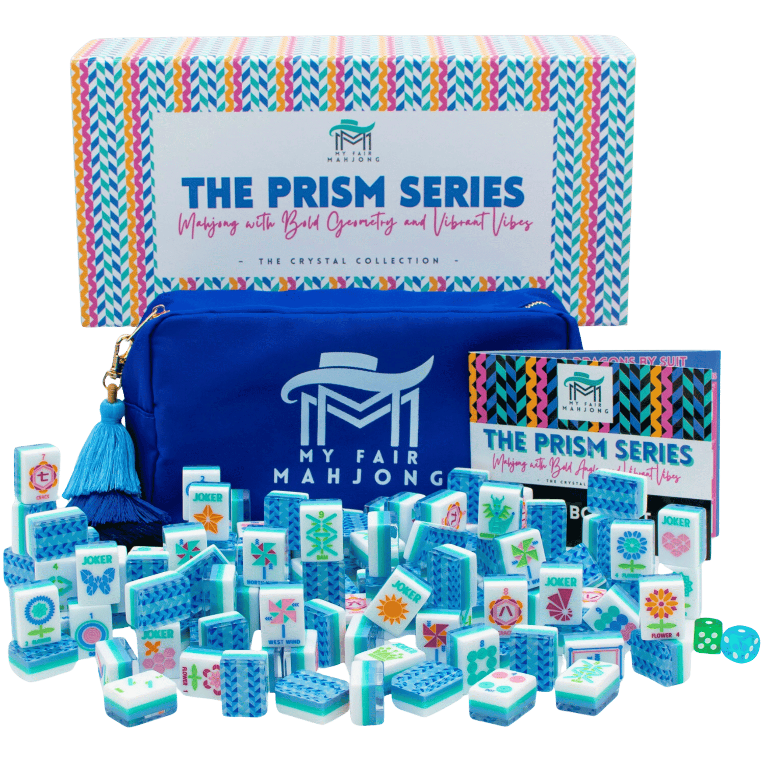 Crystal Prism Blue: Mahjong with Bold Angles and Vibrant Vibes