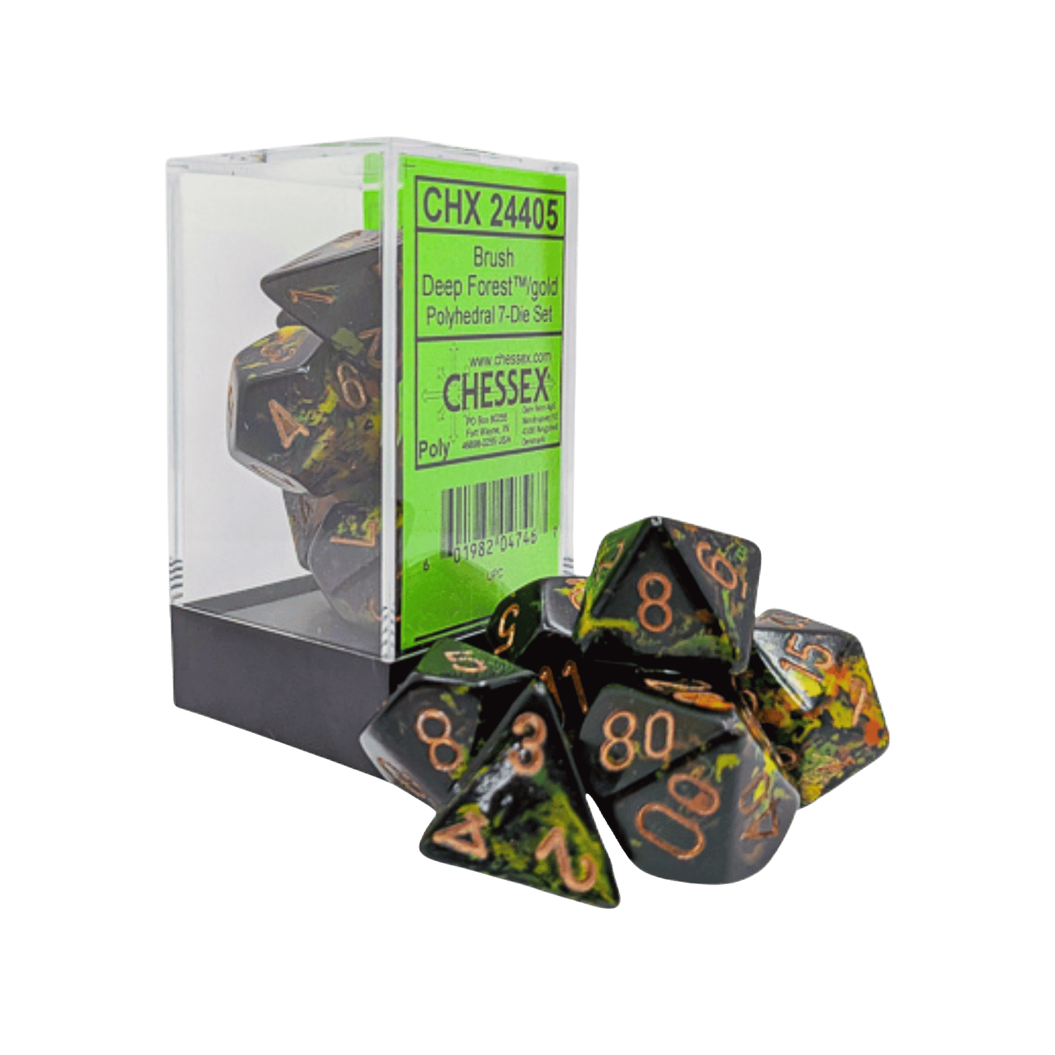 Set De 7 Dados Opacos Verdes Con Números Blancos – Chessex Polyhedral Para Juegos De Rol