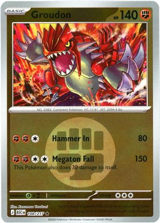 Groudon (Energy Symbol Pattern) 108 - ME Ascended Heroes Reverse Holofoil -  Game Nerdz