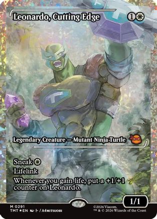 mtg フラクチャーFoil 鋭い切先、レオナルド 英語版 Leonardo, Cutting Edge (Showcase) (Fracture Foil) (TMT-291