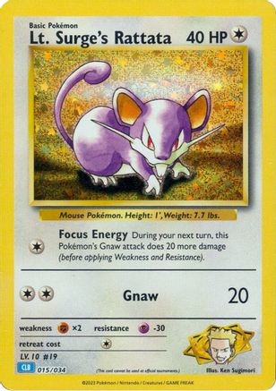pokemon rattata card 30 Artist Lt. Surge's Rattata 15 -