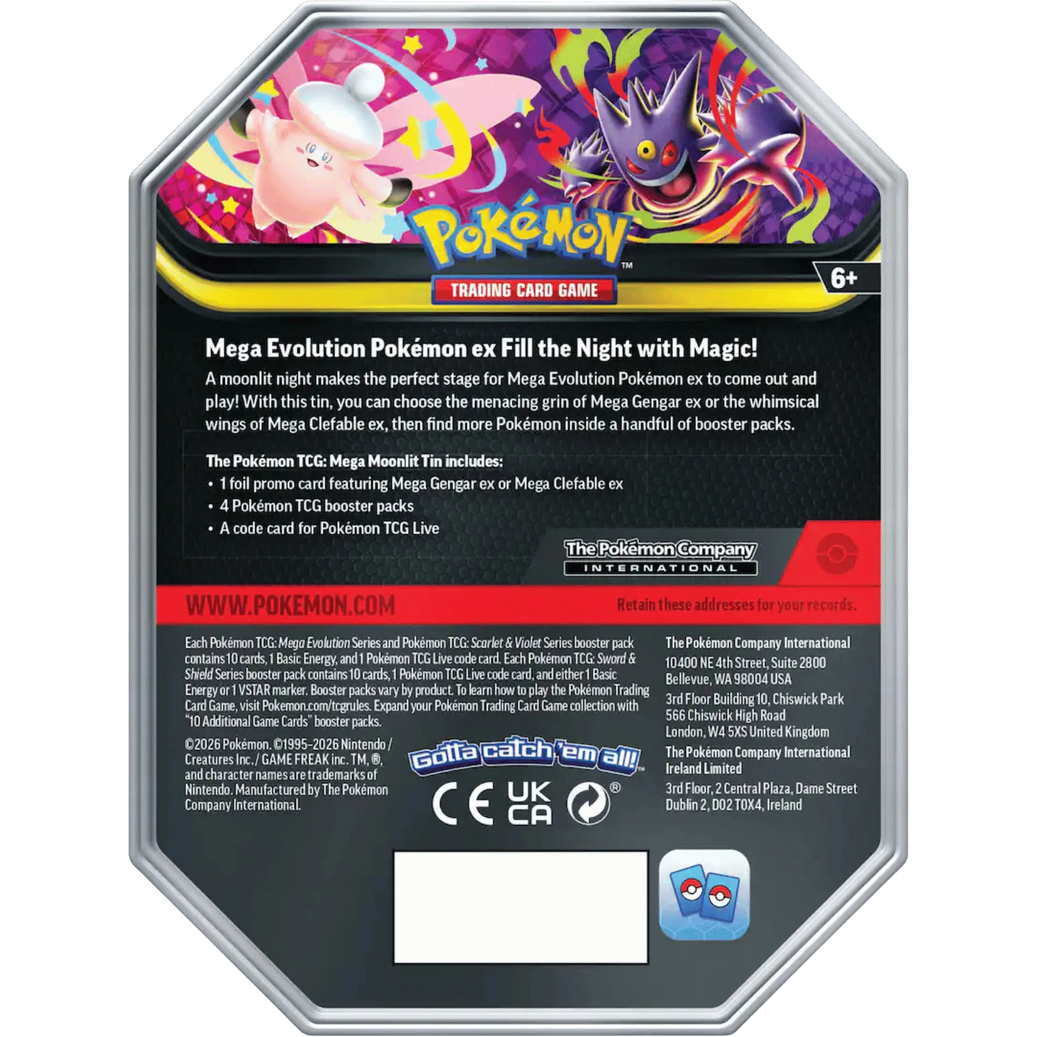 ポケモン TCG Mega Moonlit Tin 2種セット 英語版 Pokemon: Mega Moonlit Tin (Set of 2) - Game Nerdz