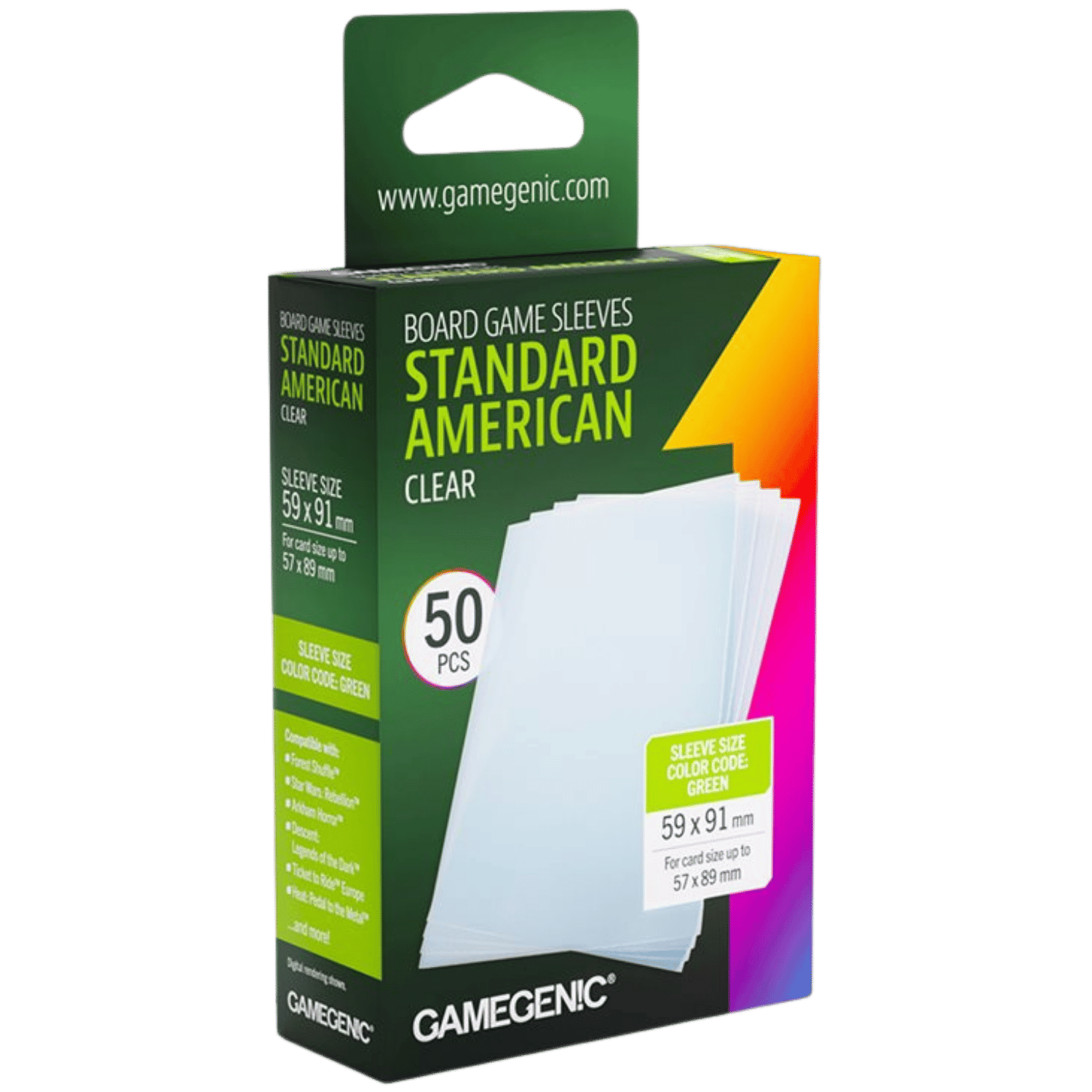 Gamegenic Board Game Sleeves: Clear - Standard American Size (50ct Box) -  Game Nerdz
