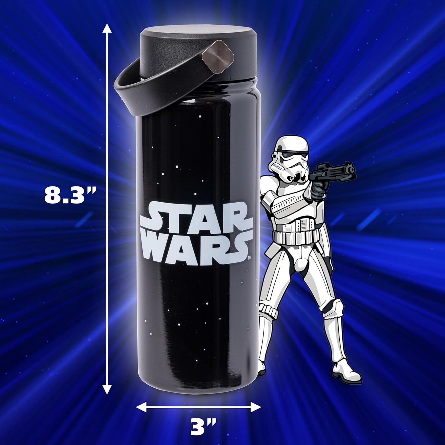 Star Wars: Logo & Stars - Stainless Steel Water Bottle w/Swivel