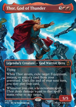 MTG英語Foilボーダーレス《雷神ソー/Thor God of Thunder Thor, God of Thunder (Borderless) (0338) (MSH-338) - Marvel Super
