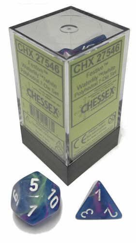 Chessex Dice: Menagerie 10 - Polyhedral Festive Waterlily/White