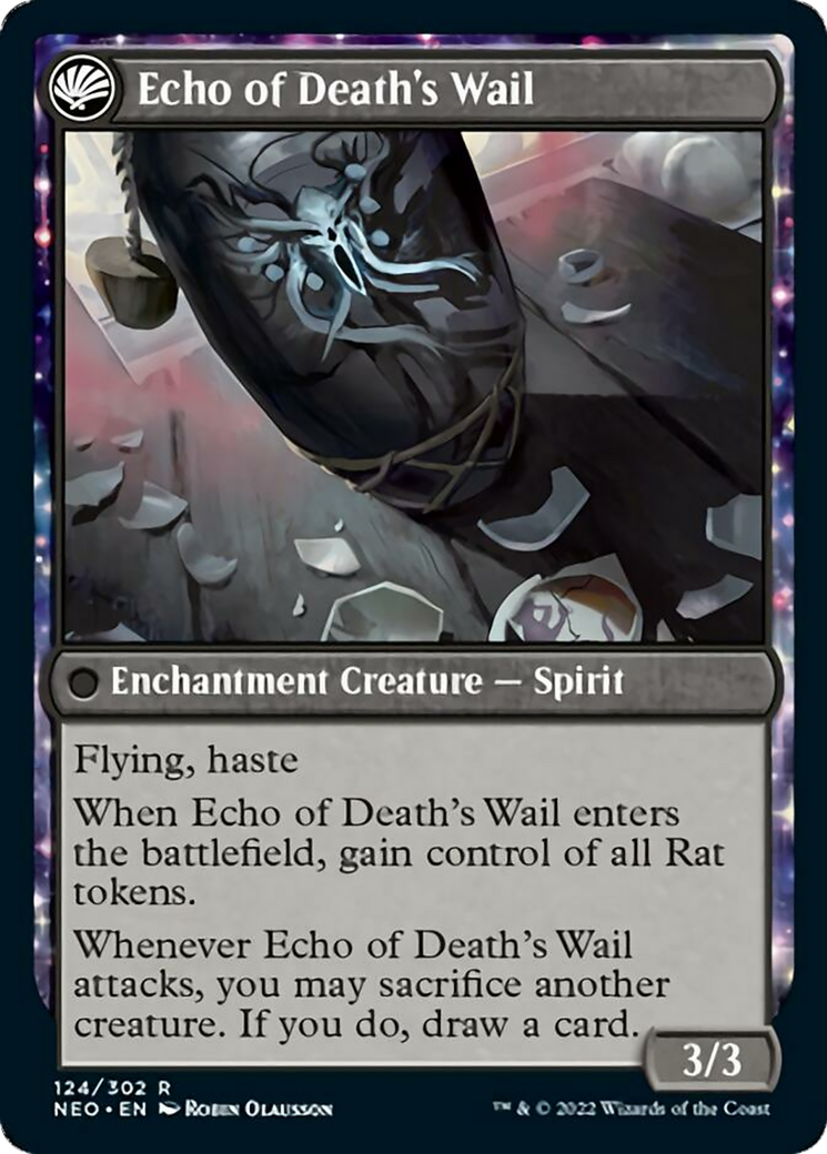 Magic: The Gathering Tribute To Horobi // Echo Of Death's Wail (124) - Kamigawa: Neon Dynasty Rare Saga Creature - View #2