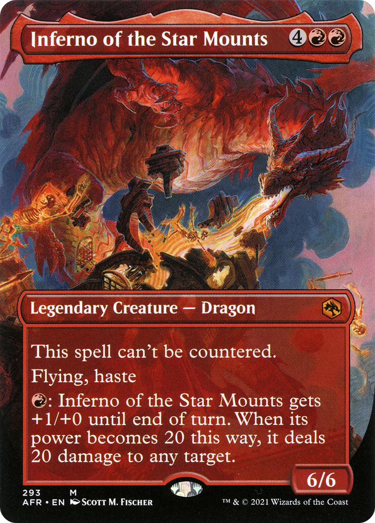 Inferno of the Star Mounts (AFR-293) - Adventures in the Forgotten Realms (Borderless) Foil - Game Nerdz Inferno of the Star Mounts (AFR-293) - Adventures in the Forgotten Realms (Borderless) Foil - Game Nerdz