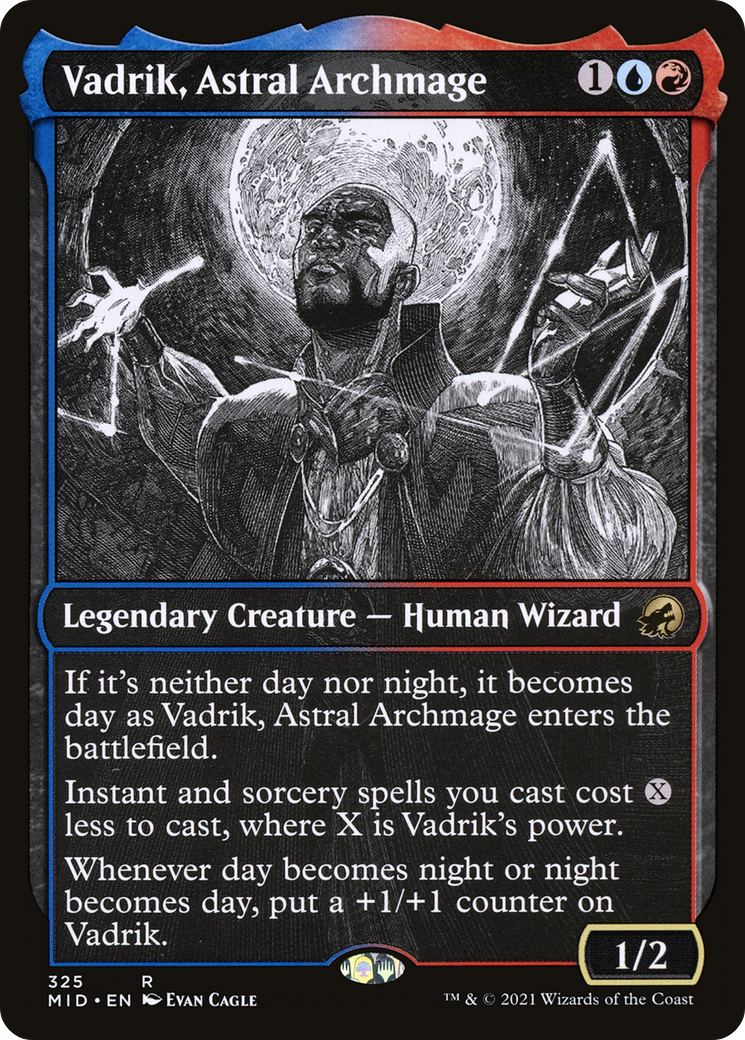 astral cards mtg Vadrik, Archmage (MID-325) - Innistrad: Midnight Hunt: (Showcase) create two tokens that are copies of target noncreature permanent Astral Wingspan MTG - March