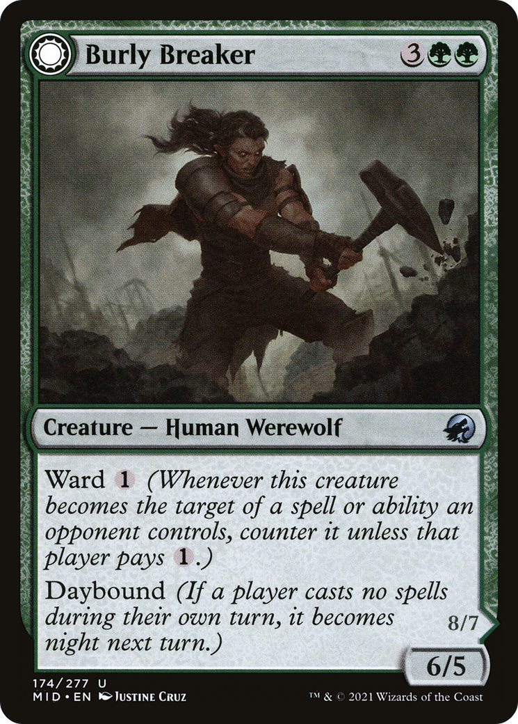 Burly Breaker // Dire-Strain Demolisher (MID-174) - Innistrad: Midnight Hunt: (Double Faced Transform) Foil - Game Nerdz Burly Breaker // Dire-Strain Demolisher (MID-174) - Innistrad: Midnight Hunt: (Double Faced Transform) Foil - Game Nerdz