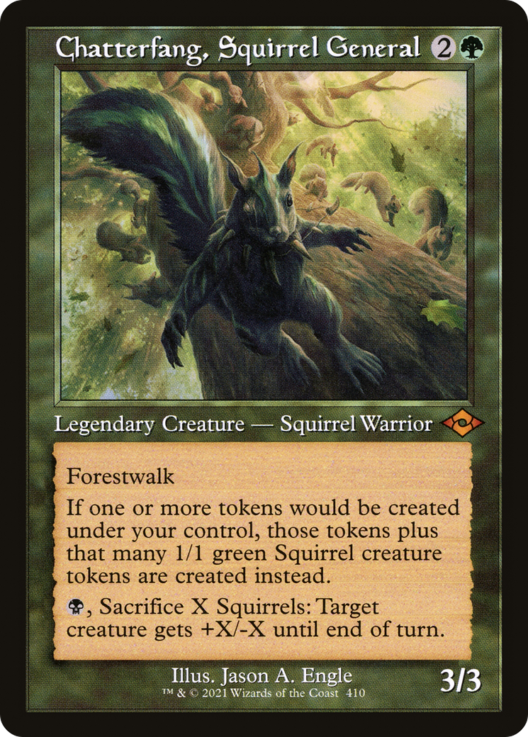 squirreled away mtg card list Magic: The Gathering Bloomburrow Commander Deck sided tokens Chatterfang, Squirrel General (MH2-410) -