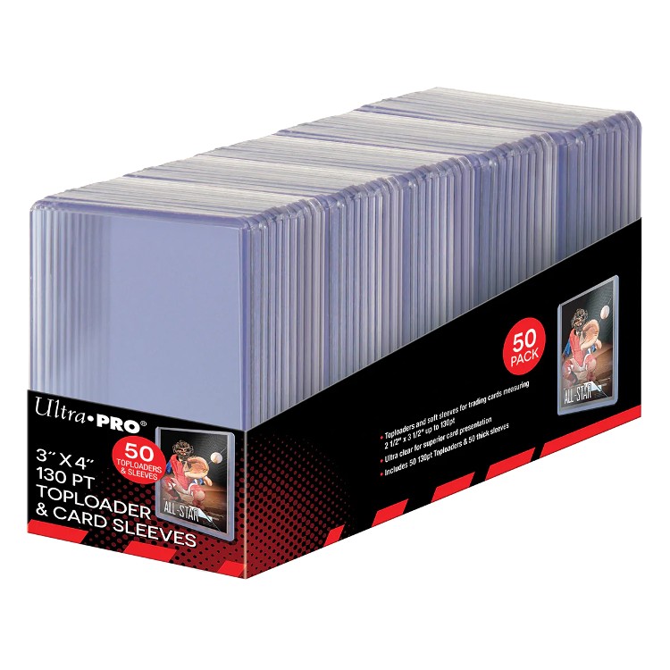 Ultra Pro: 3" x 4" Super Thick 130pt Toploaders & Thick Card Sleeves Combo (50ct) - Game Nerdz Ultra Pro: 3" x 4" Super Thick 130pt Toploaders & Thick Card Sleeves Combo (50ct) - Game Nerdz