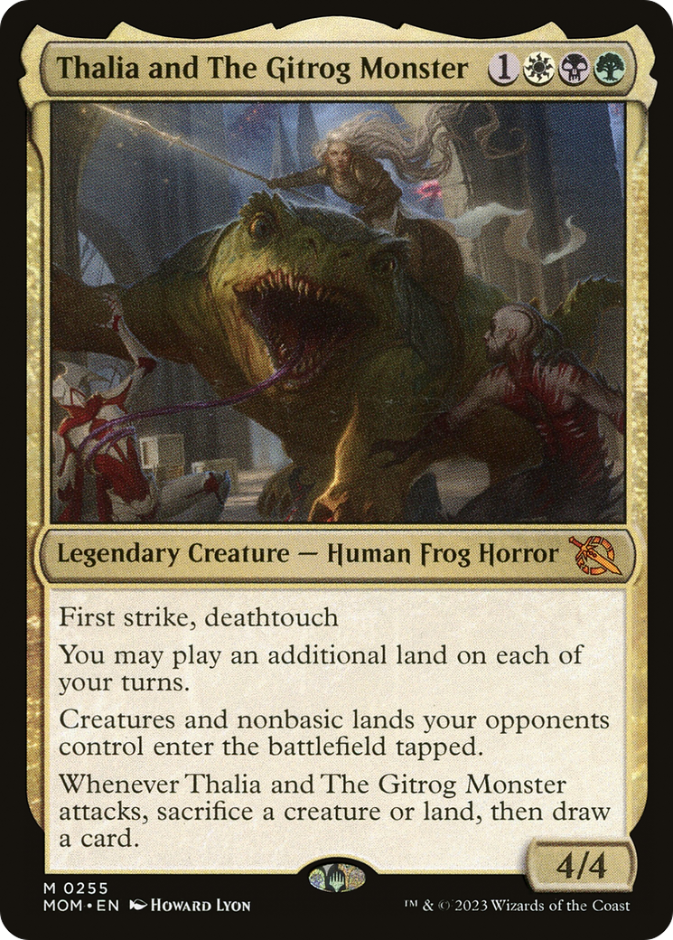 thalia mtg cards Thalia, Guardian of Thraben (Foil Etched) [Multiverse Legends] Human Soldier Thalia and The Gitrog Monster