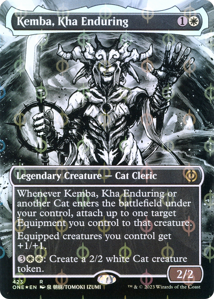 Kemba, Kha Enduring (ONE-423) - Phyrexia: All Will Be One: (Showcase) (Borderless) Foil - Game Nerdz Kemba, Kha Enduring (ONE-423) - Phyrexia: All Will Be One: (Showcase) (Borderless) Foil - Game Nerdz