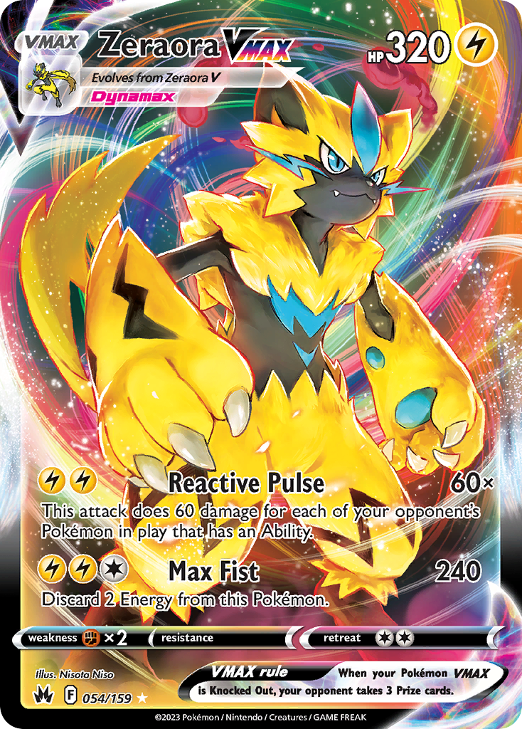 Zeraora VMAX 54/159 - Crown Zenith Holofoil - Game Nerdz