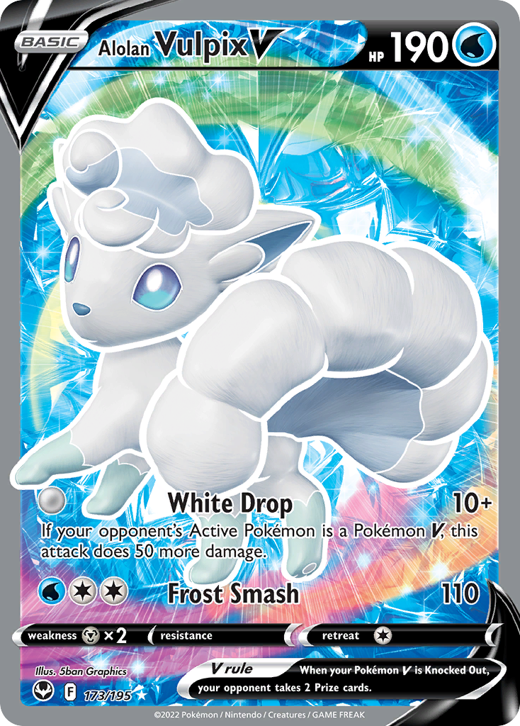 Alolan Vulpix V 173/195 - Silver Tempest Holofoil - Game Nerdz
