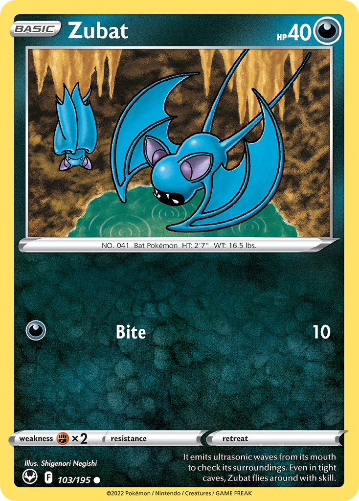 Zubat 103/195 - Silver Tempest Reverse Holofoil - Game Nerdz