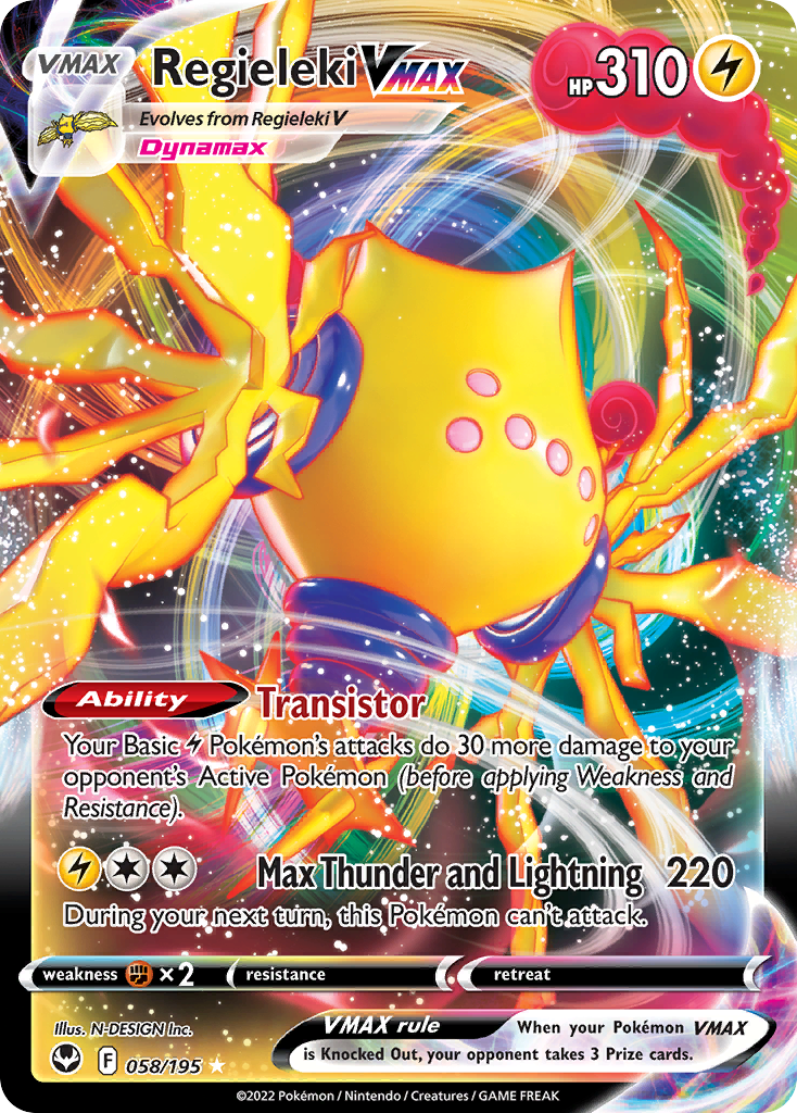 Regieleki VMAX 58/195 - Silver Tempest Holofoil - Game Nerdz