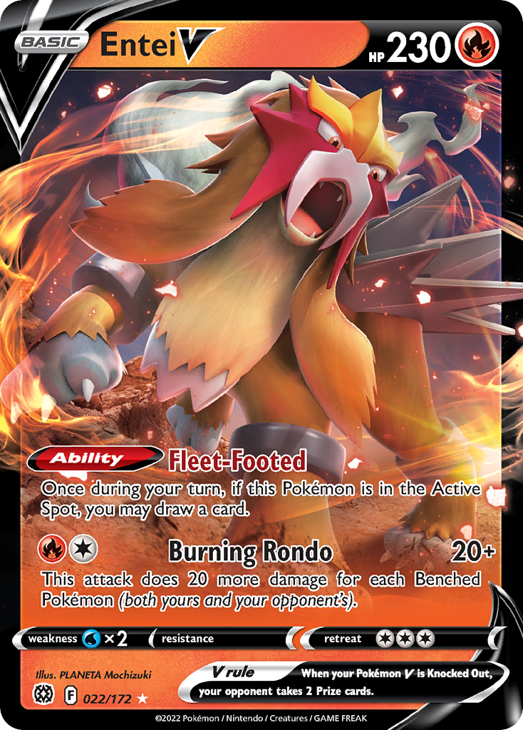 Entei V 22/172 - Brilliant Stars Holofoil - Game Nerdz