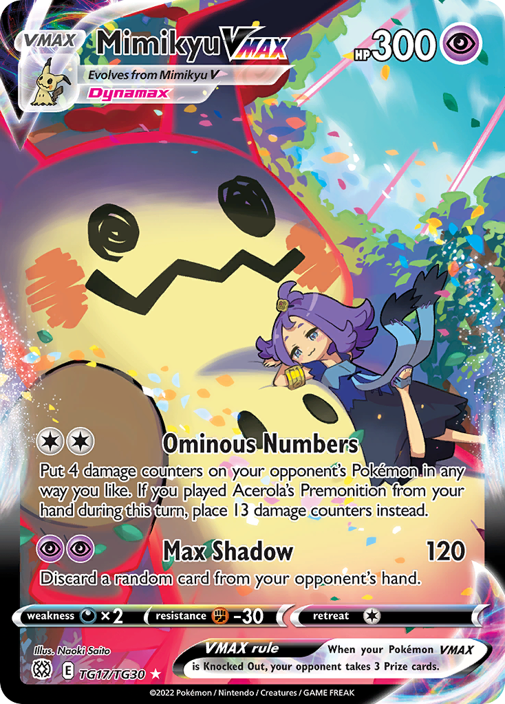 pokemon card maker vmax Rayquaza - SWSH07: Evolving Skies [ULTRA RARE] Max Fireball (230) Your opponents Active Pokemon is now Burned Mimikyu VMAX TG17/30 - Brilliant