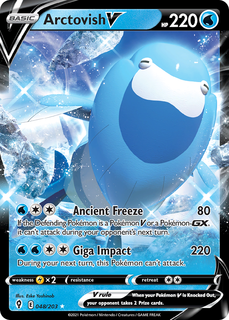 arctovish pokemon card value V 176/203 Full Art Ultra Rare  Evolving Skies  Near Mint   CardNest [2U] Ancient Freeze (80) If the Defending Pokemon is a Pokemon V or a Pokemon Arctovish [Reverse Holo] #54 Prices