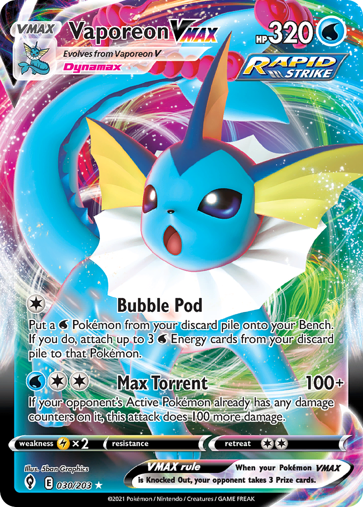ポケモンカードゲーム 2024 POKEMON SV6B VAPOREON VMAX Vaporeon VMAX 30/203 - Evolving Skies Holofoil - Game Nerdz
