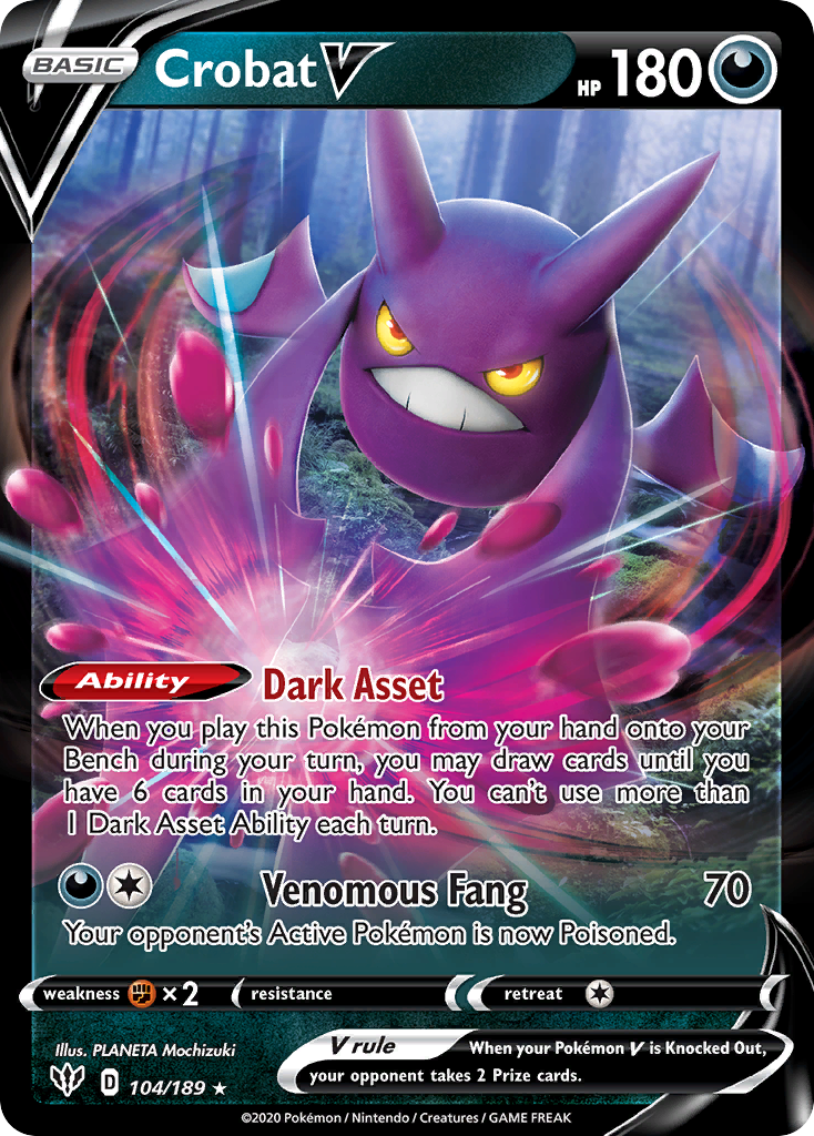 Crobat V 104/189 - Darkness Ablaze Holofoil - Game Nerdz