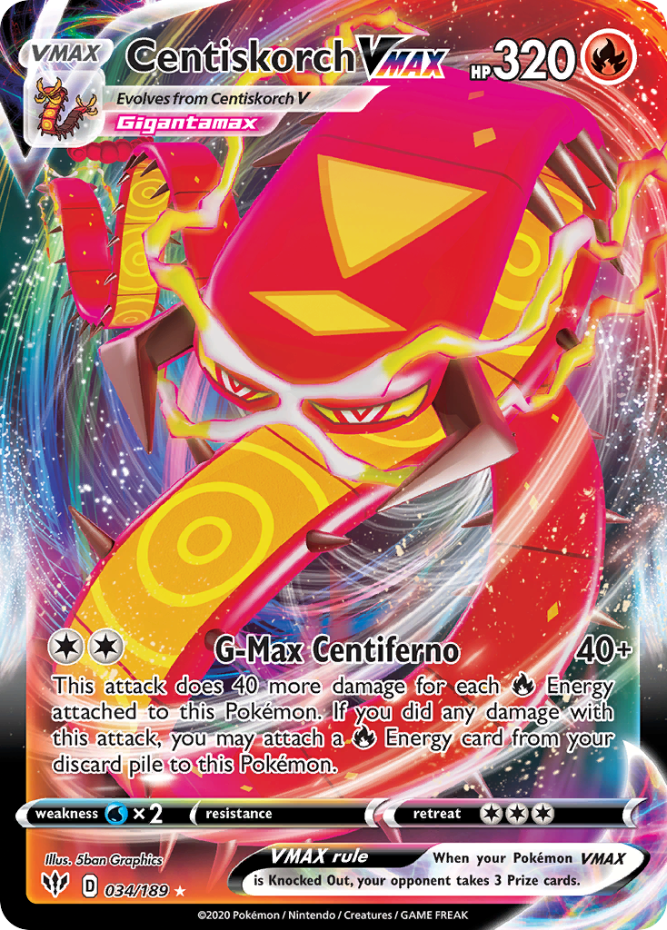 Centiskorch VMAX 34/189 - Darkness Ablaze Holofoil - Game Nerdz