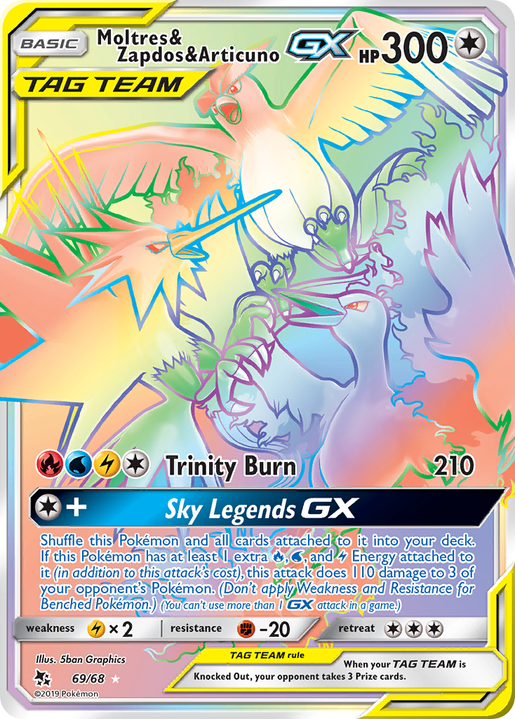 Moltres & Zapdos & Articuno-GX 69/68 - Hidden Fates Holofoil - Game Nerdz