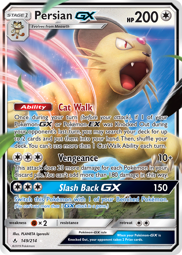 Persian-GX 149/214 - Unbroken Bonds Holofoil - Game Nerdz Persian-GX 149/214 - Unbroken Bonds Holofoil - Game Nerdz