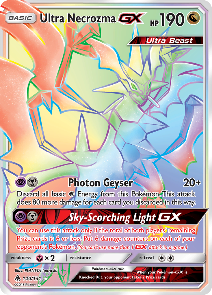 ultra necrozma pokemon card price An individual card from the Pokmon trading and collectible card game (TCG/CCG) Ultra Necrozma-GX 140/131 - Forbidden