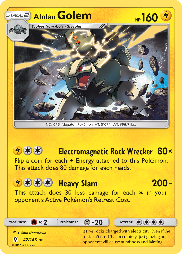 Alolan Golem 42/145 - Guardians Rising Holofoil - Game Nerdz