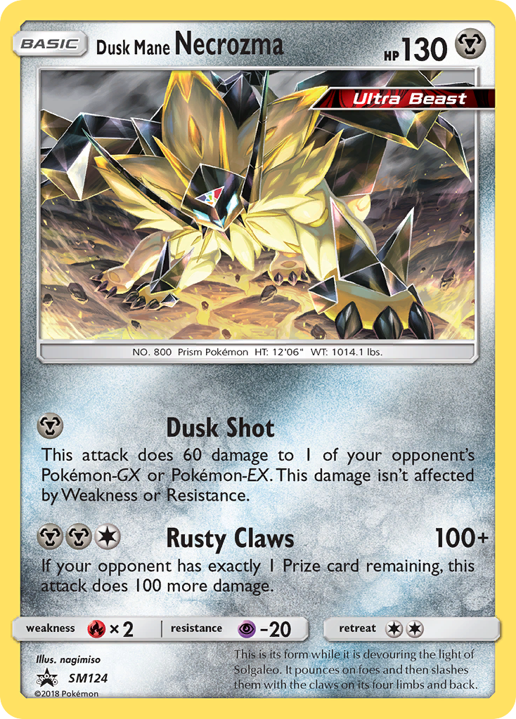 necrozma pokemon card value Dusk Mane SM124/248 - SM Black Star Promos Holofoil [1MMM] Meteor Tempest (220) Discard 3 Energy from this Pokmon Ultra Necrozma GX SM126 Black