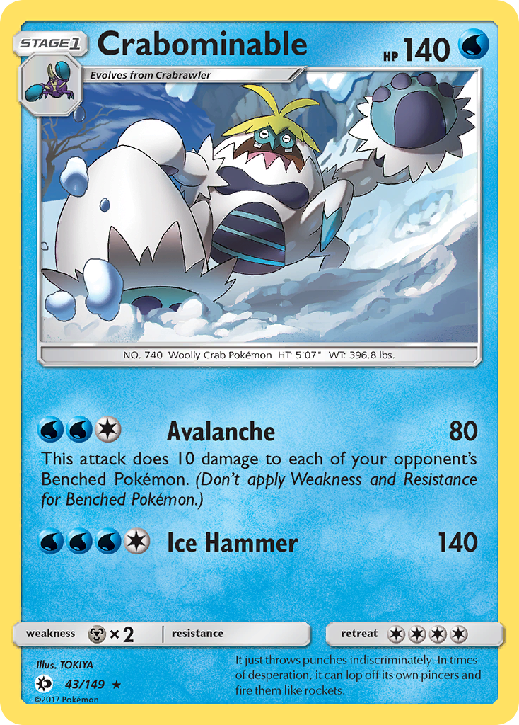 Crabominable 43/149 - Sun Moon Reverse Holofoil - Game Nerdz