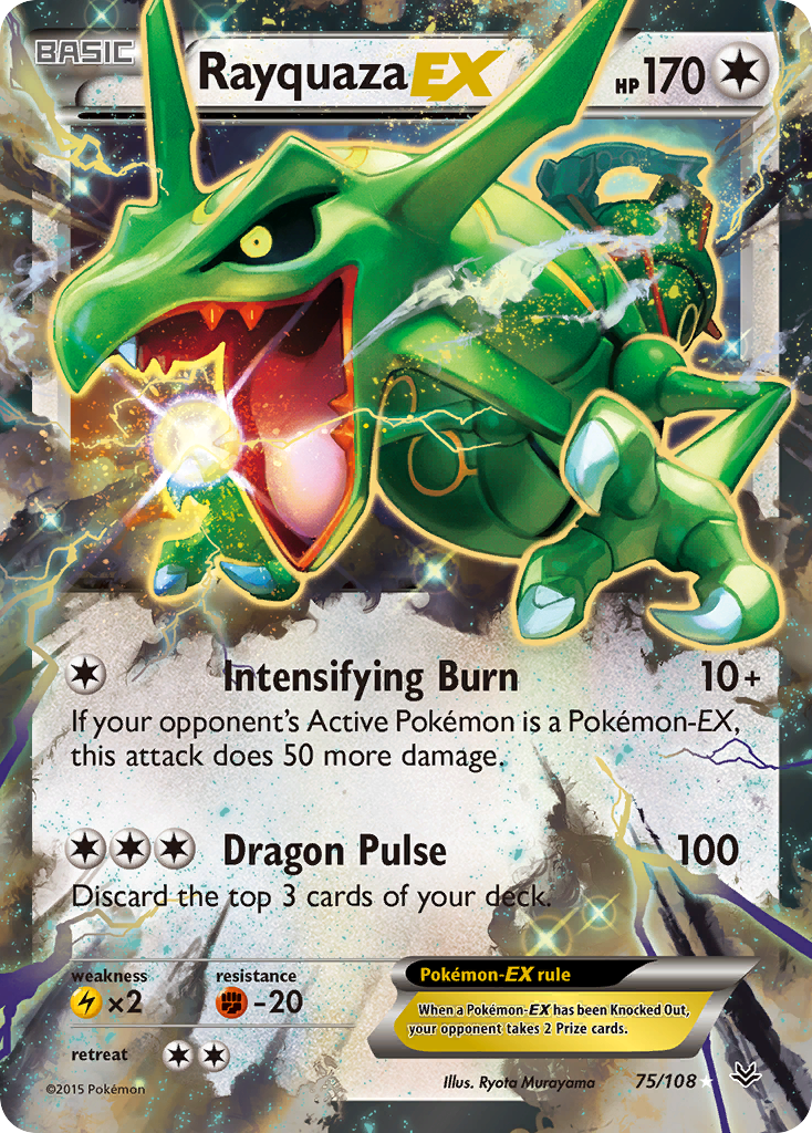 pokemon trading card game rayquaza TCG: V Battle Deck Evolves from null Type Rayquaza-EX 75/108 - Roaring Skies