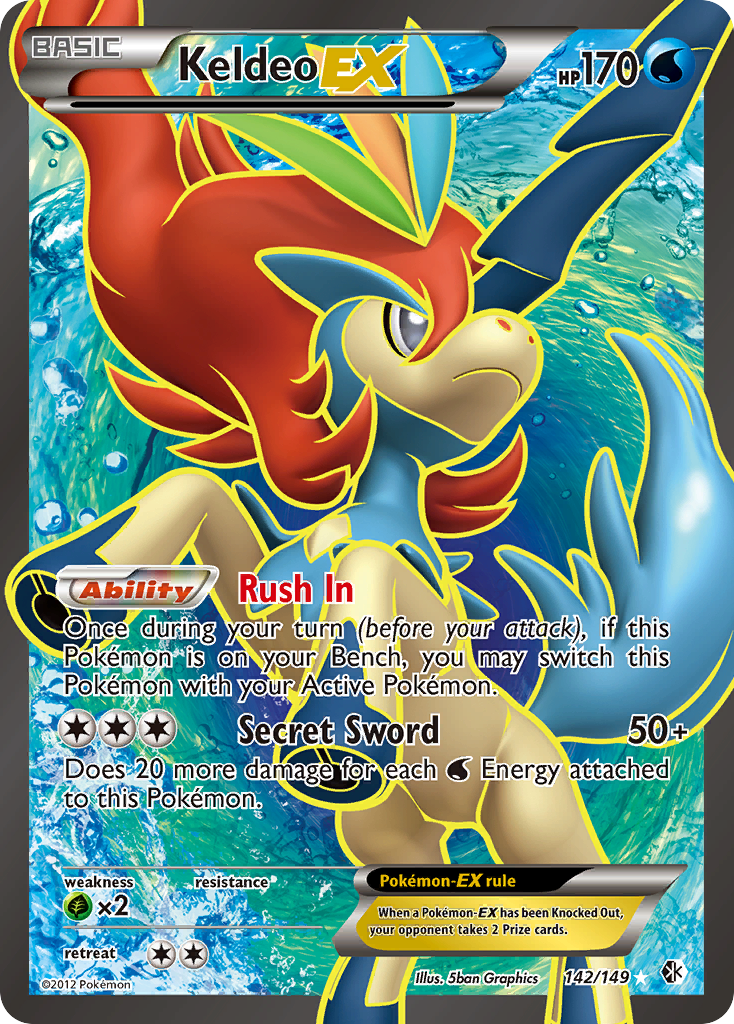 pokemon card keldeo V - 053/202 Ultra Rare Weakness Lightning 2 Resistance None None Retreat Cost Rare Misprinted 11000 HP Keldeo-