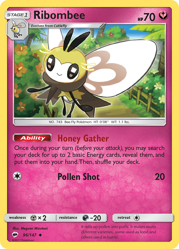 Ribombee 96/147 - Burning Shadows Reverse Holofoil - Game Nerdz