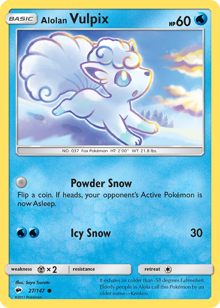 Alolan Vulpix 27/147 - Burning Shadows Reverse Holofoil - Game Nerdz