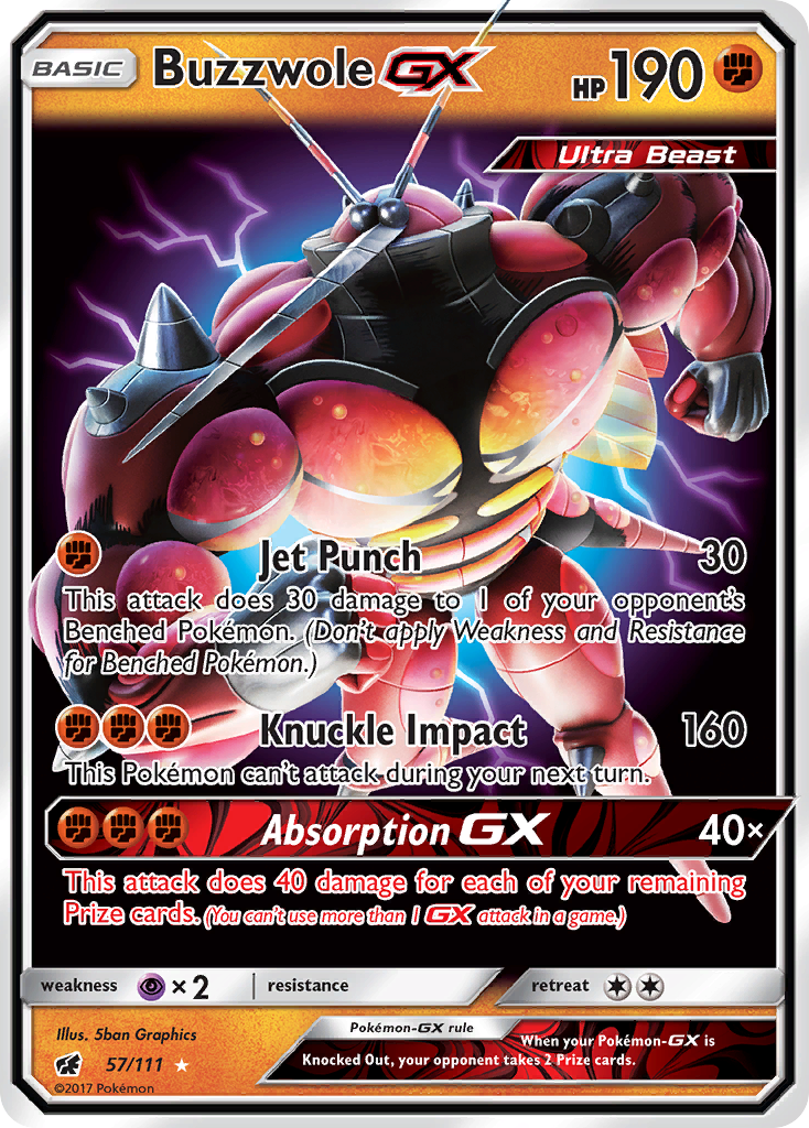 Buzzwole-GX 57/111 - Crimson Invasion Holofoil - Game Nerdz