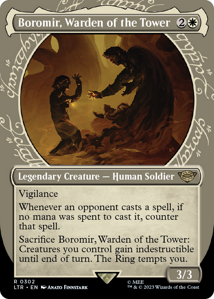 Boromir, Warden of the Tower (LTR-302) - The Lord of the Rings: Tales of Middle-earth: (Showcase) (Borderless) - Game Nerdz Boromir, Warden of the Tower (LTR-302) - The Lord of the Rings: Tales of Middle-earth: (Showcase) (Borderless) - Game Nerdz