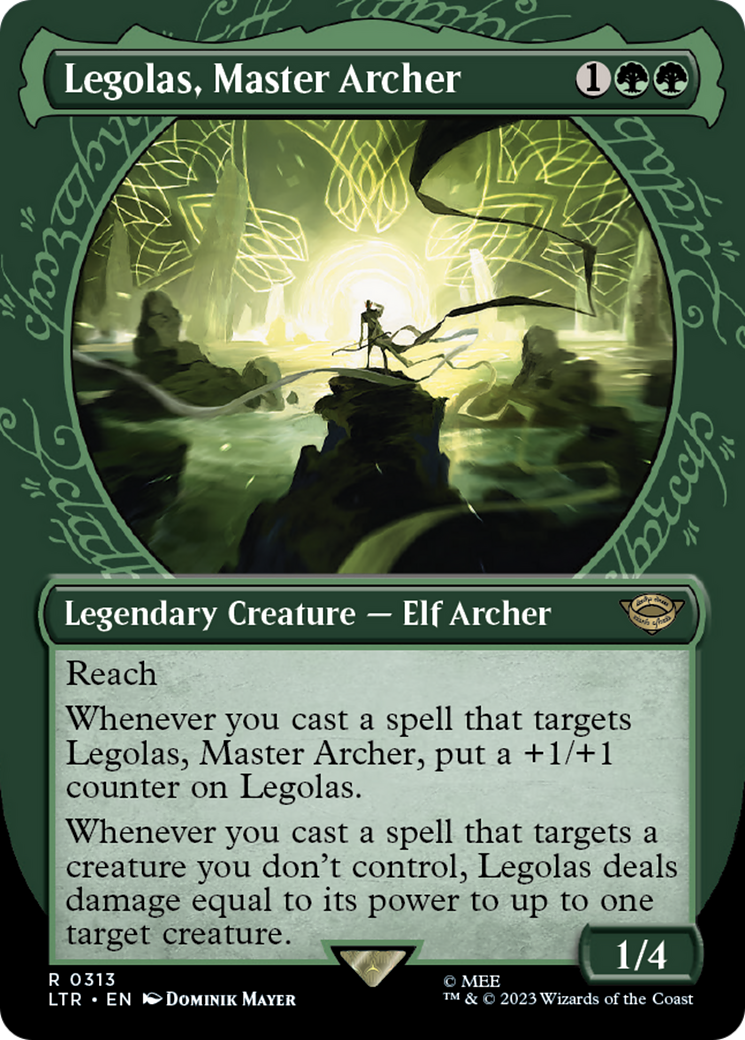 Legolas, Master Archer (LTR-313) - The Lord of the Rings: Tales of Middle-earth: (Showcase) (Borderless) Foil - Game Nerdz Legolas, Master Archer (LTR-313) - The Lord of the Rings: Tales of Middle-earth: (Showcase) (Borderless) Foil - Game Nerdz