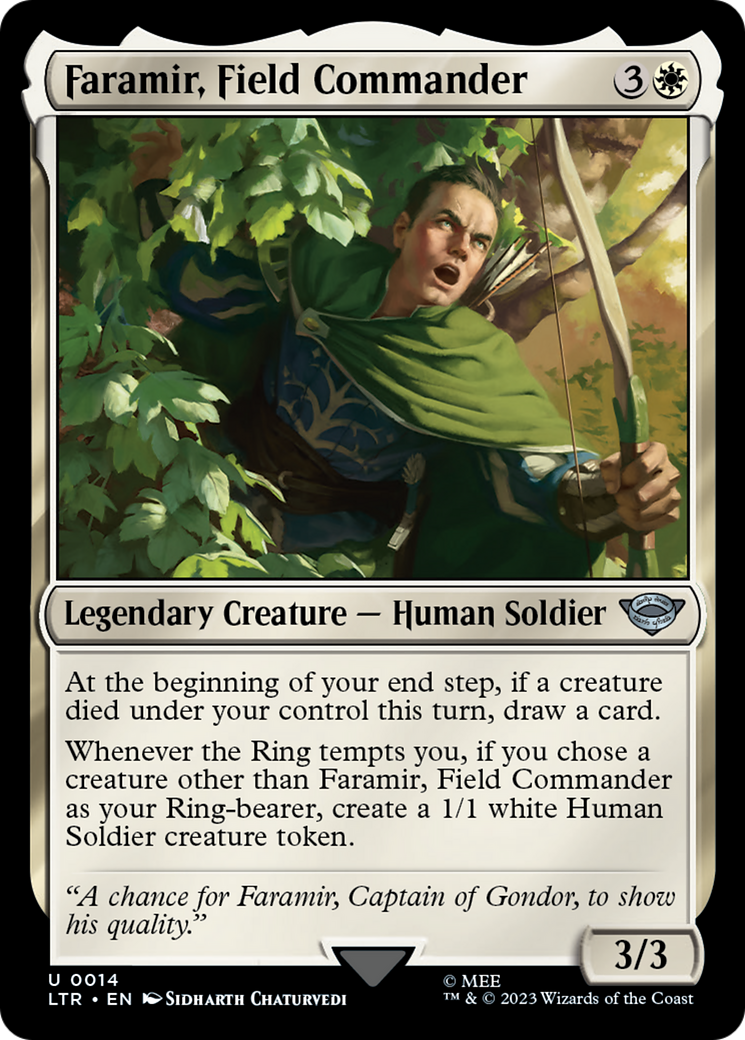 Faramir, Field Commander (LTR-014) - The Lord of the Rings: Tales of Middle-earth Foil - Game Nerdz Faramir, Field Commander (LTR-014) - The Lord of the Rings: Tales of Middle-earth Foil - Game Nerdz
