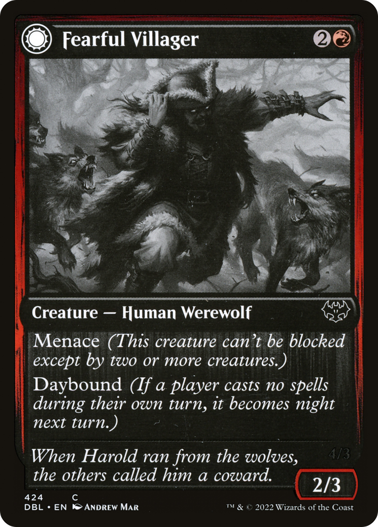 Fearful Villager // Fearsome Werewolf (DBL-424) - Innistrad: Double  Feature: (Double Faced Transform) Foil - Game Nerdz