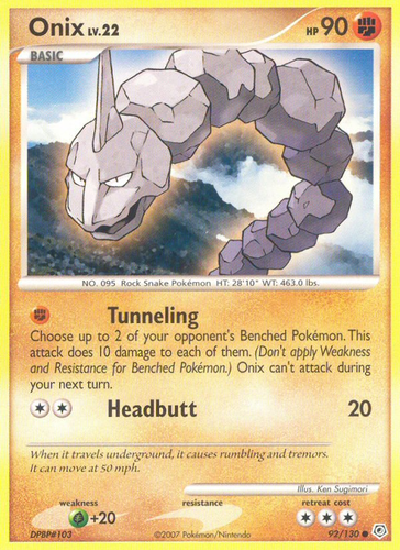 shiny onix pokemon card - 095/165 - Pokemon 151 - Reverse Foil Colorless Rock Throw (90) Weakness Grass 2 Resistance None None Retreat Cost Onix - Legendary Collection -
