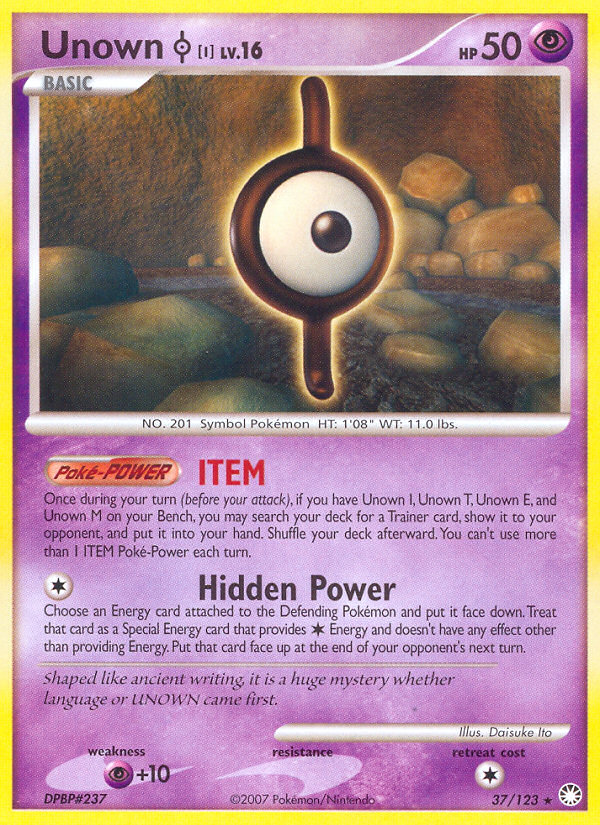 Unown E Reverse - Mysterious Treasures Pokémon card 65/123