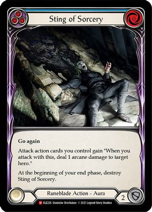 sting mtg card Magic The Gathering - The Lord of the Rings Equipped creature has first strike as long as its blocking or blocked by a Goblin or Orc. Magic: The Gathering Final-Sting Faerie