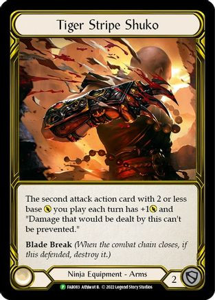 Tiger Stripe Shuko (Golden) (FAB083) Flesh and Blood: Promo Cards - Game  Nerdz