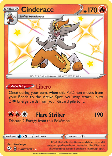 cinderace pokemon card VMAX Hyper Rare - 194/192 - Rebel Clash The item available is listed in the Title POKEMON TCG Cinderace Mega 028/132