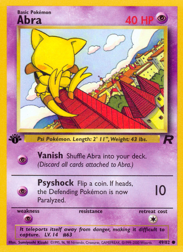 abra pokemon card 49 82 Pokemon Abra 1st Edition Team Rocket